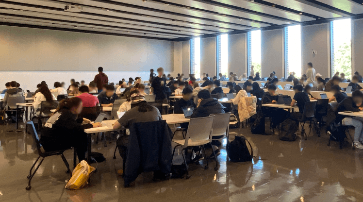 students taking in-class exam